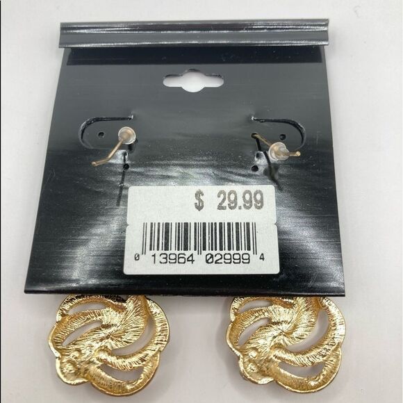 Katheryn Kent Gold Twist Rhinestone Dangle Earrings - Picture 3 of 4